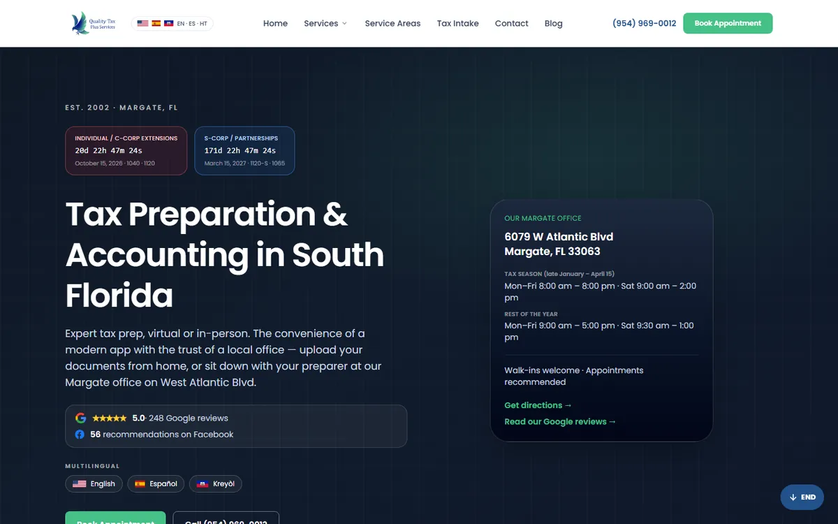 Quality Tax Plus Services website