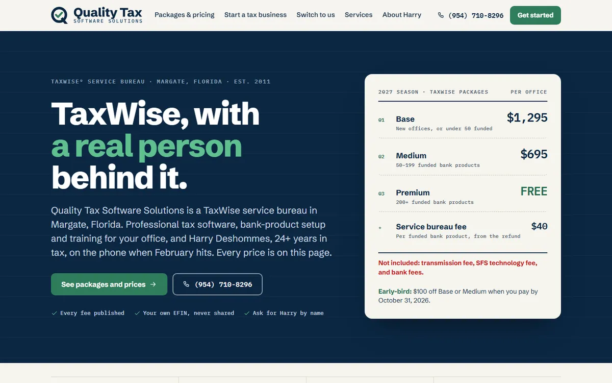 Quality Tax Software Solutions website